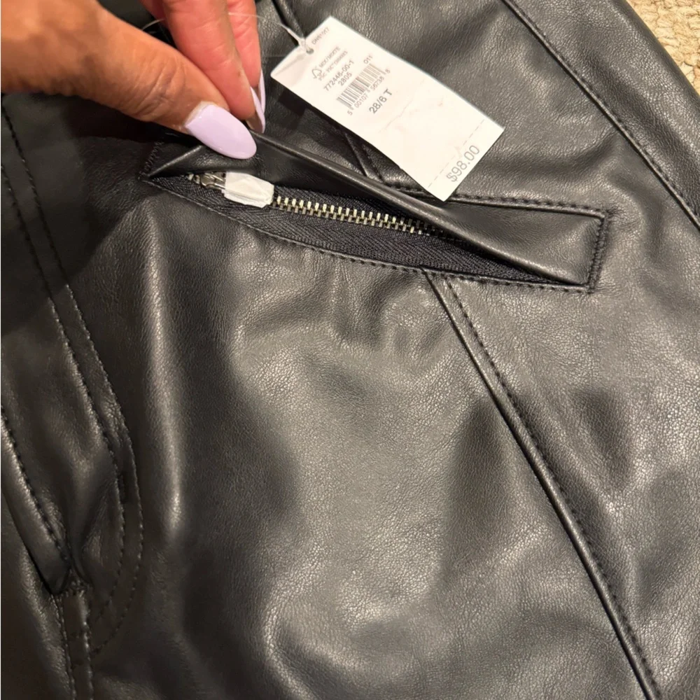 🚨SOLD🚨GAP Women's Faus Leather Black Straight Leg Biker Pants NWT - Picture 6 of 9